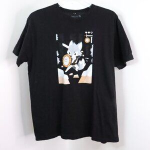 TeeTurtle Mens XL Black Ninja Wolf Gaming Cartoon Cotton Graphic Tee T-Shirt